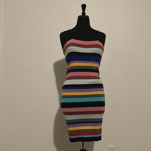Striped Multicolor Halter Bodycon Dress